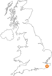map showing location of Ram Lane, Kent