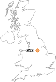 map showing location of S13