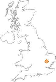 map showing location of Shudy Camps, Cambridgeshire