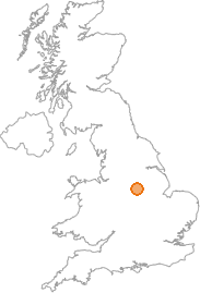 map showing location of Sutton in Ashfield, Nottinghamshire