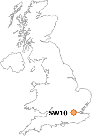 map showing location of SW10