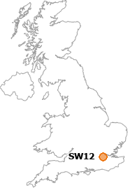 map showing location of SW12