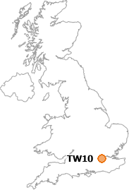 map showing location of TW10