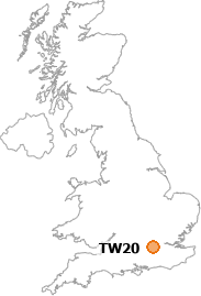 map showing location of TW20
