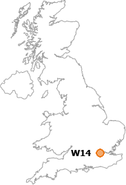 map showing location of W14