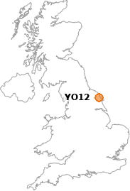 map showing location of YO12